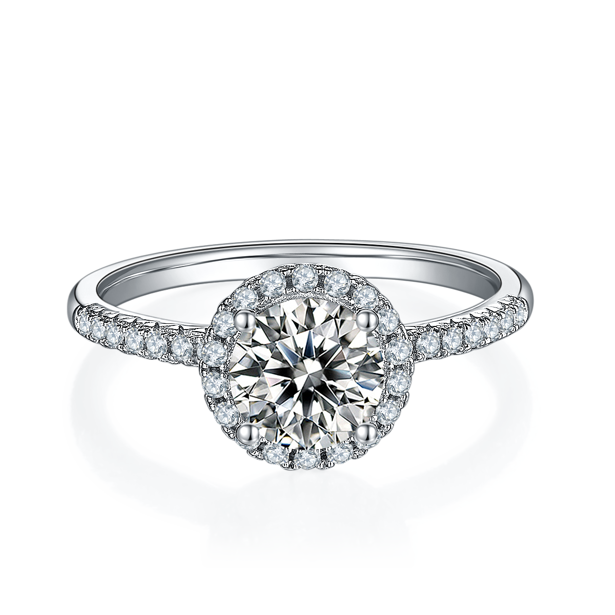 1.0 CT D Color Bezel Set Moissanite Classic Ring in White Gold Plated Sterling Silver#5
