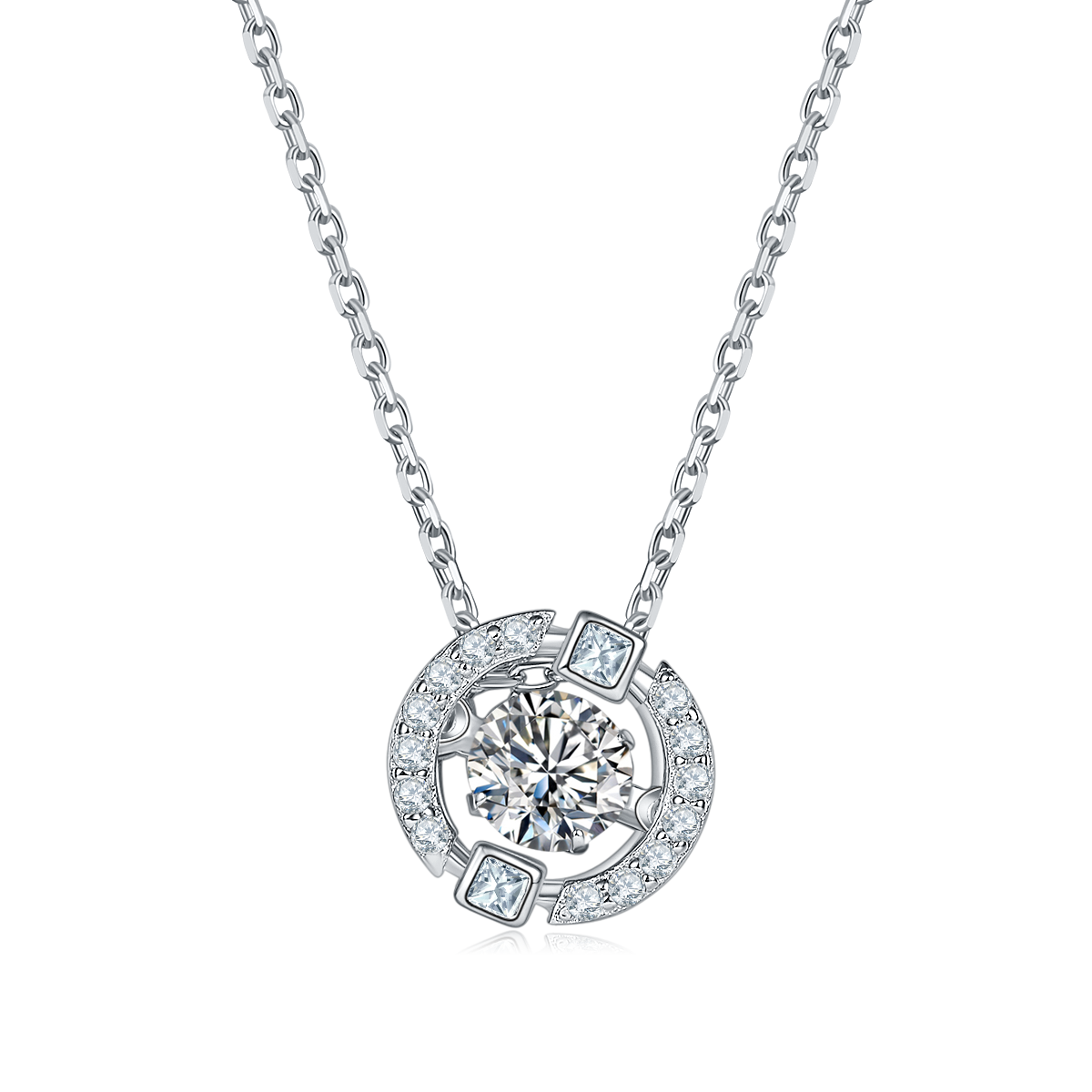 0.5 CT D Color Dancing Dream Moissanite Necklace in White Gold Plated Sterling Silver#2