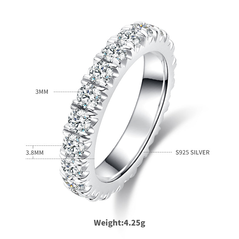 Moissanite Melee Tiger Prong Full Eternity Ring Guard (3.0mm) in White Gold Plated Sterling Silver#1