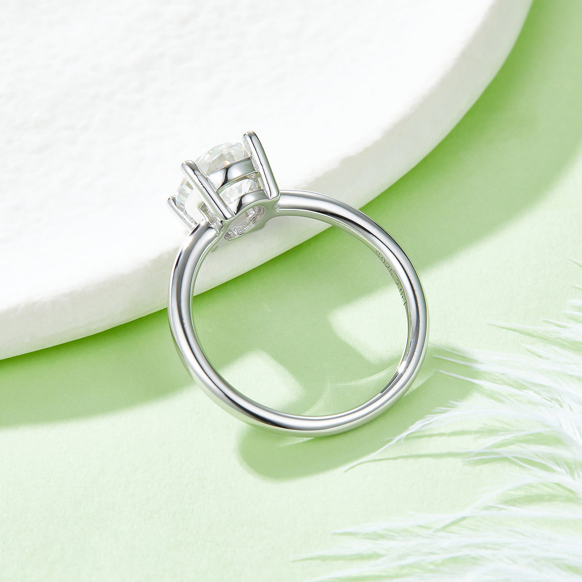 2.0 CT D Color Oval Cut Moissanite Classic Ring in White Gold Plated Sterling Silver#3