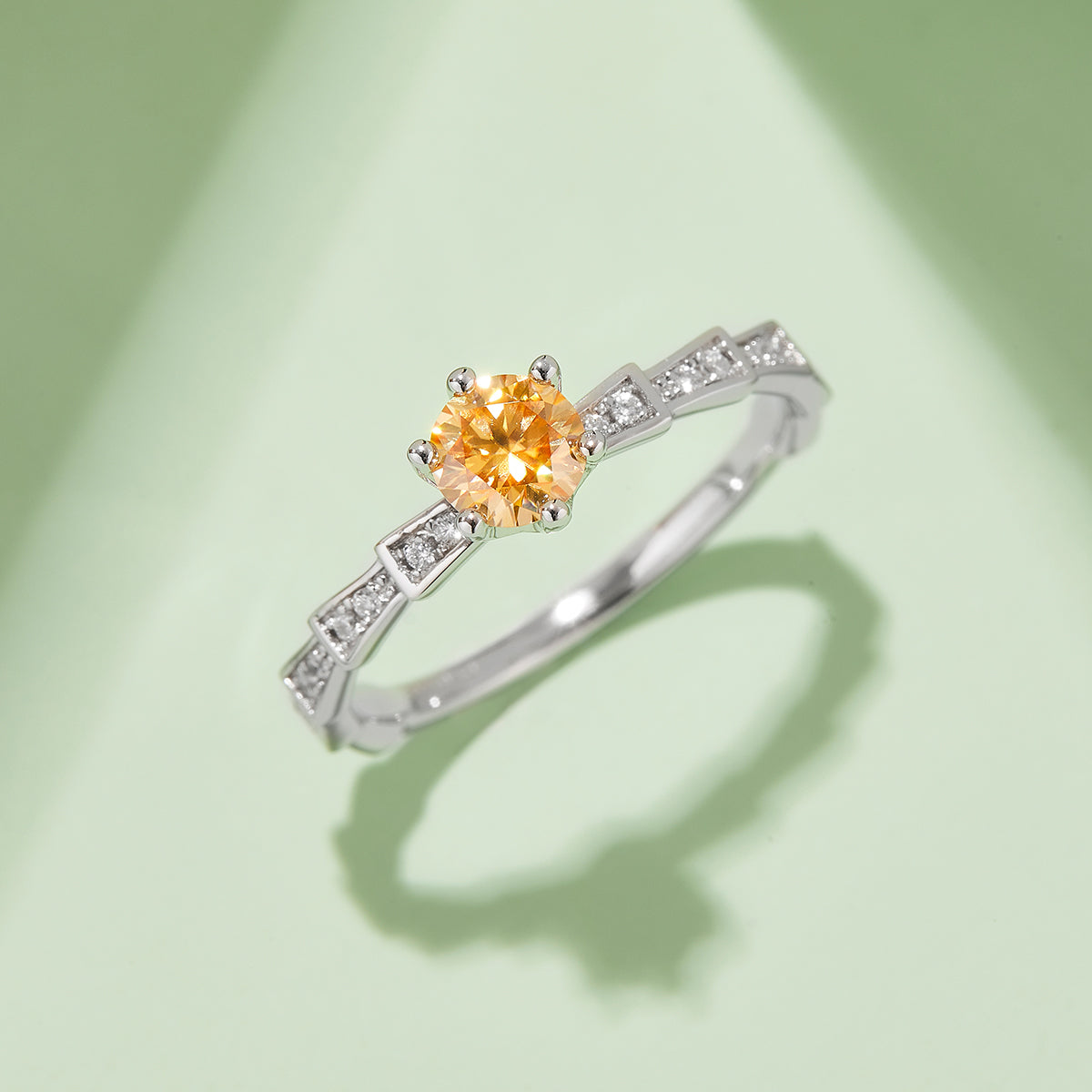 0.5 CT D Color Moissanite Pave Mechanical Snake Ring in White Gold Plated Sterling Silver#9