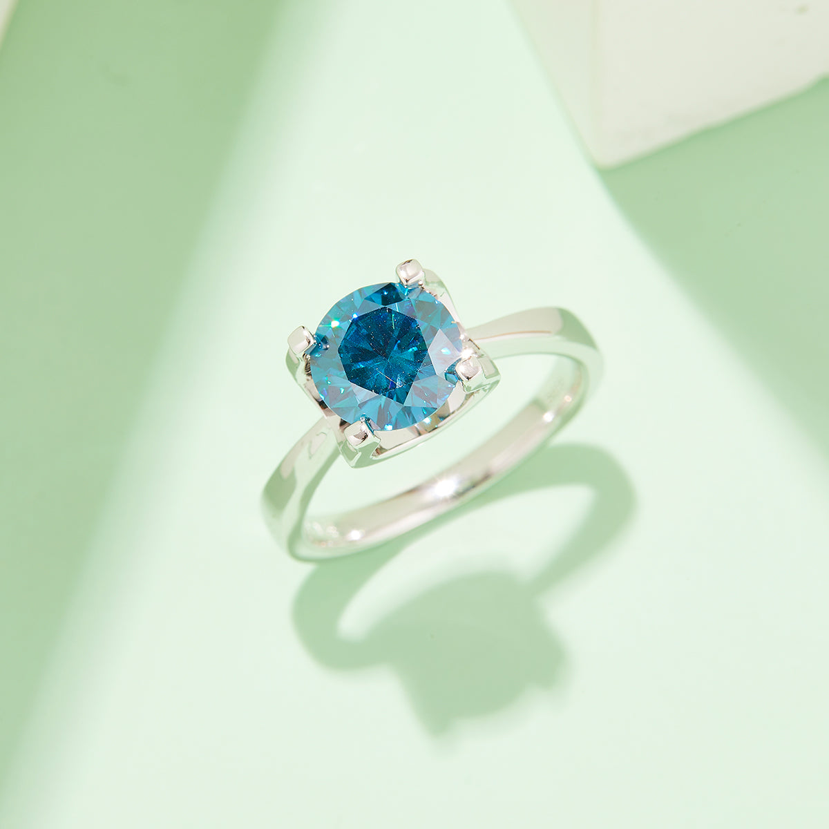 1.5 CT D Color Moissanite Peg Head Classic Ring in White Gold Plated Sterling Silver#10