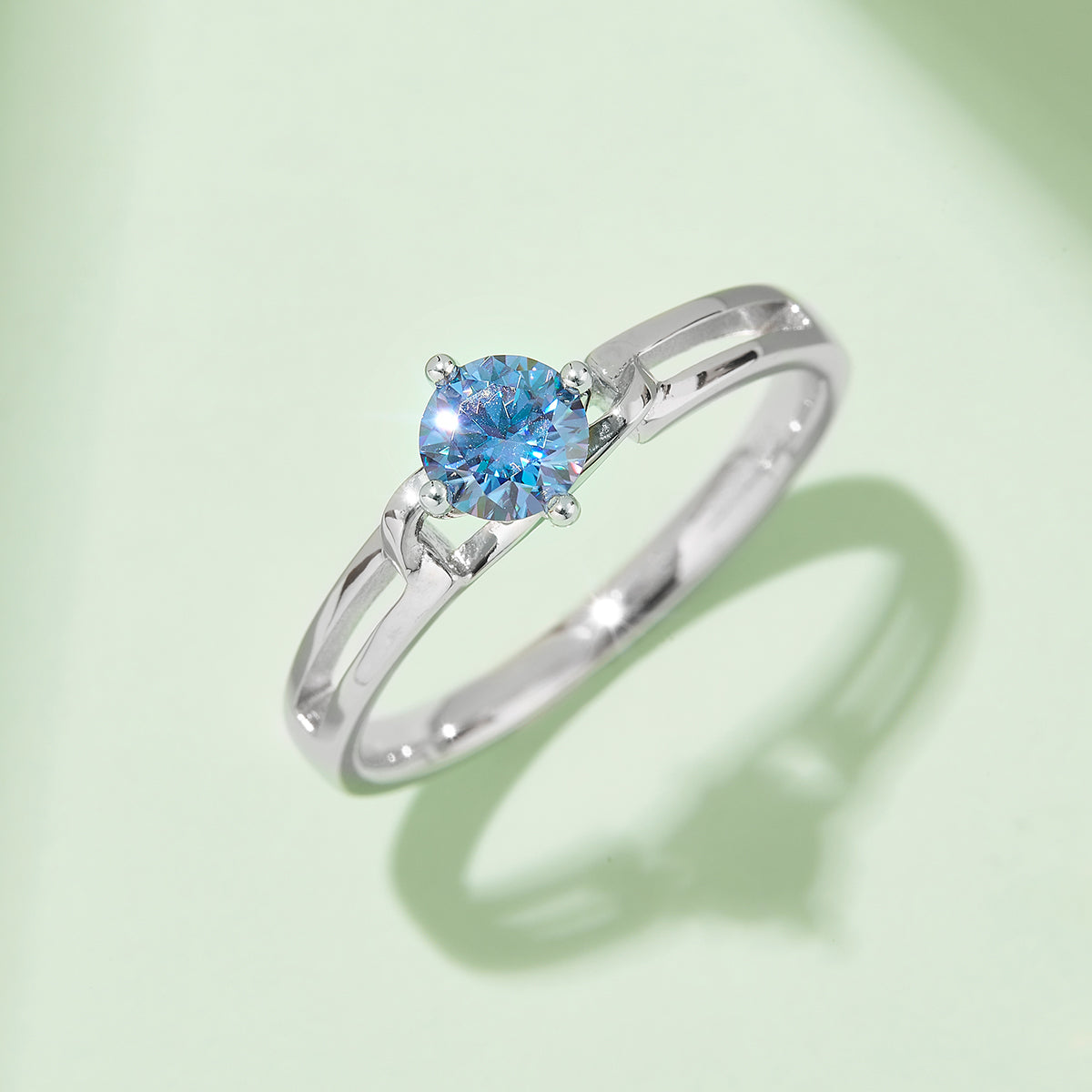 0.5 CT D Color Moissanite Bowknot Twisted Shank Ring in White Gold Plated Sterling Silver#10
