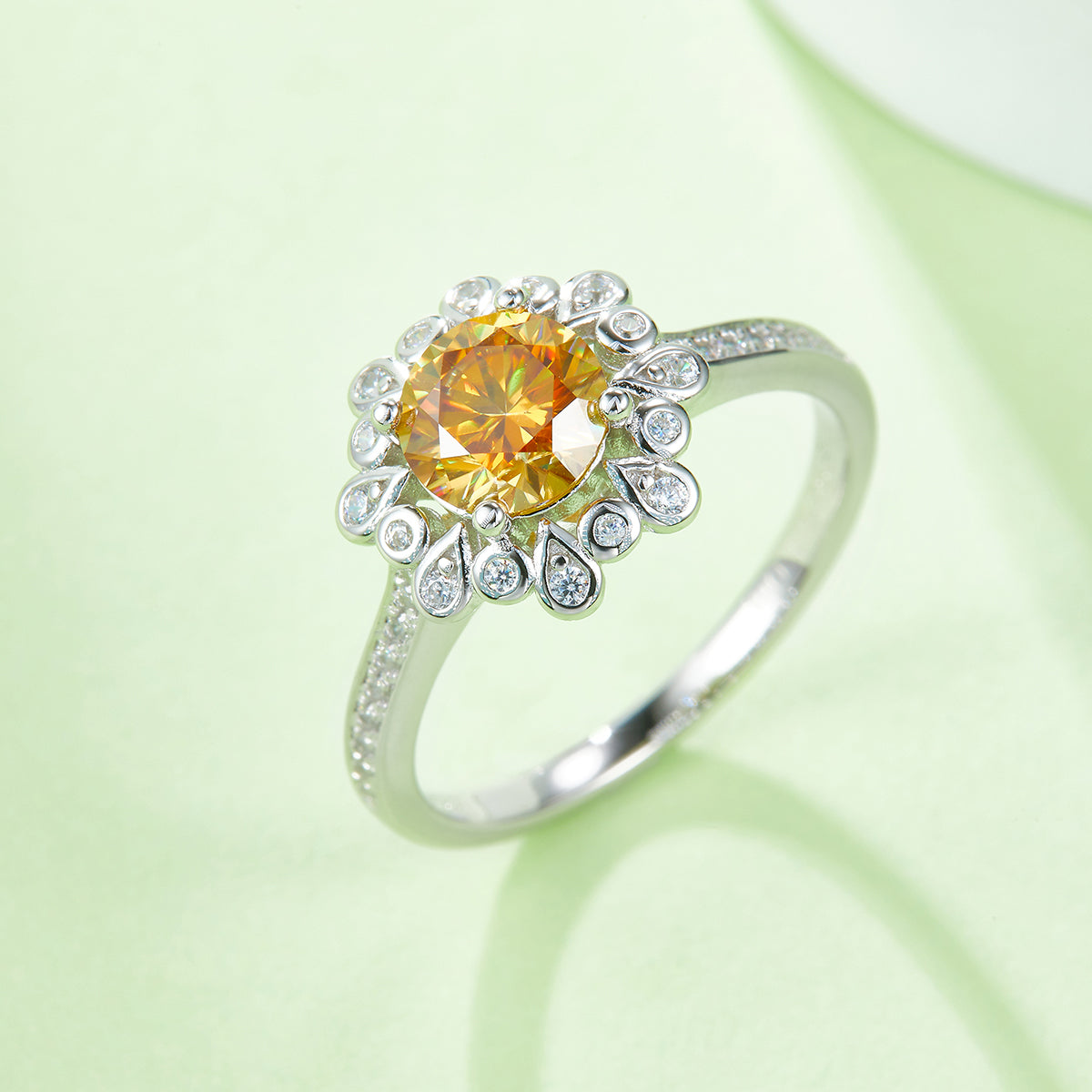 1.0 CT D Color Moissanite Ethereal Gown Ring in White Gold Plated Sterling Silver#9