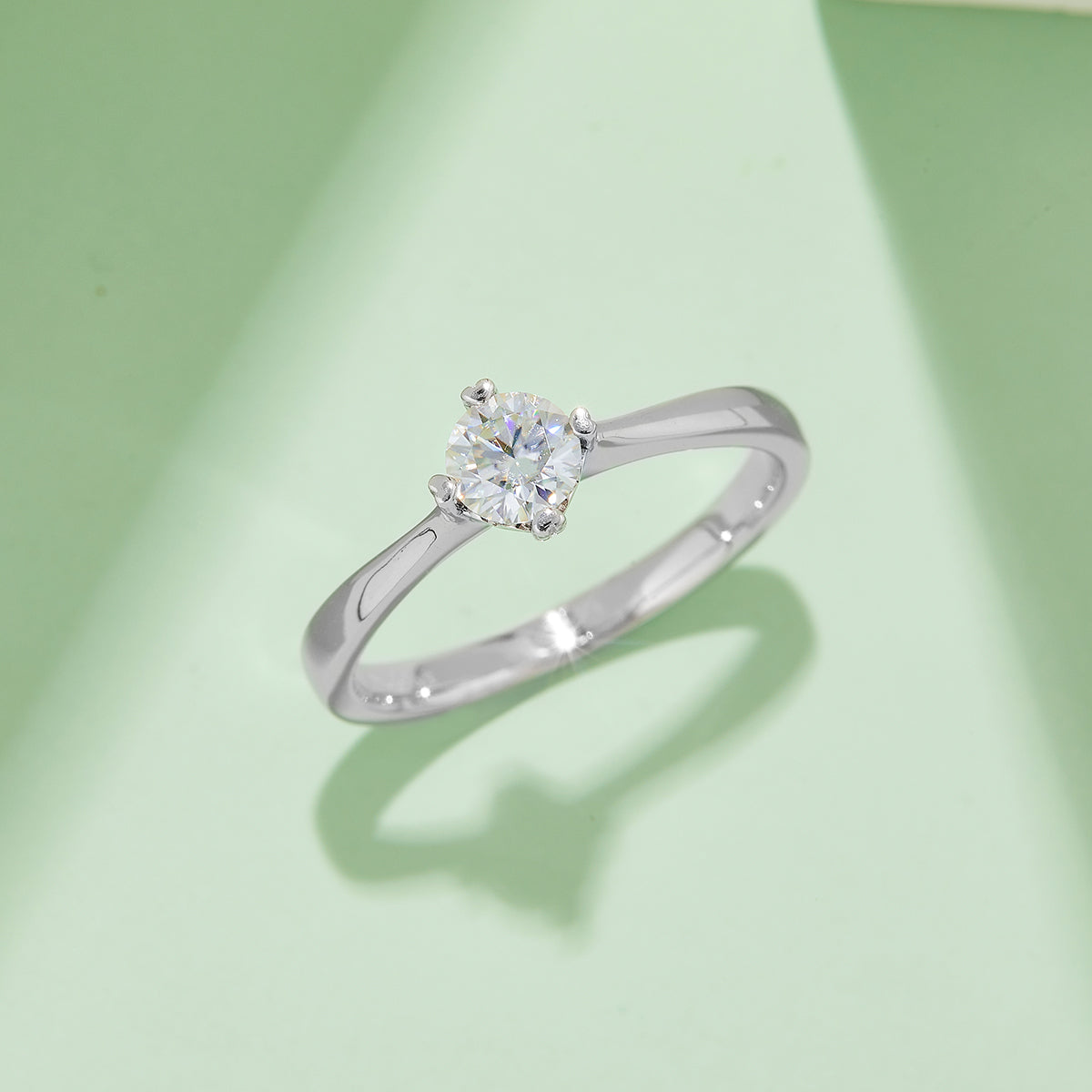 0.5 CT D Color Moissanite Interlocking Hearts Straight Shank Ring in White Gold Plated Sterling Silver#7