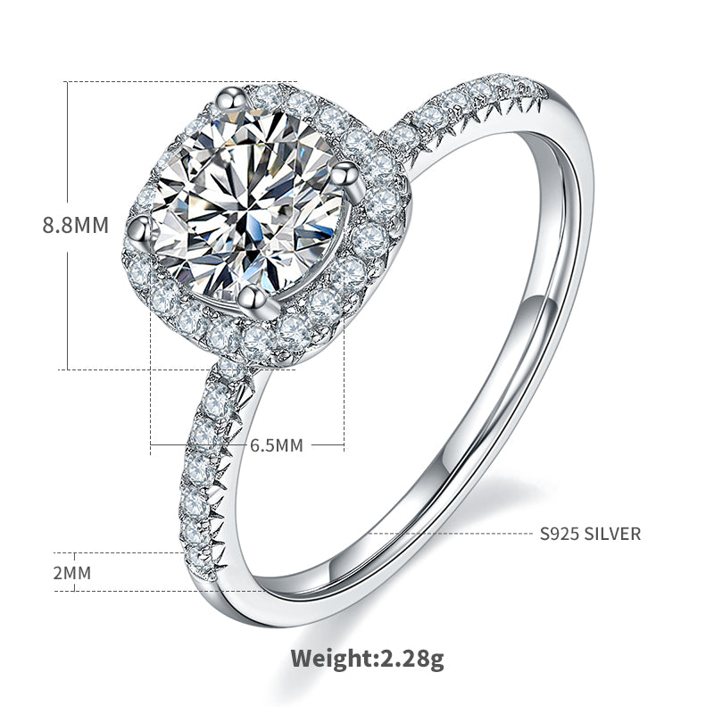 1.0 CT D Color Square Bezel Set Moissanite Classic Ring in White Gold Plated Sterling Silver#4
