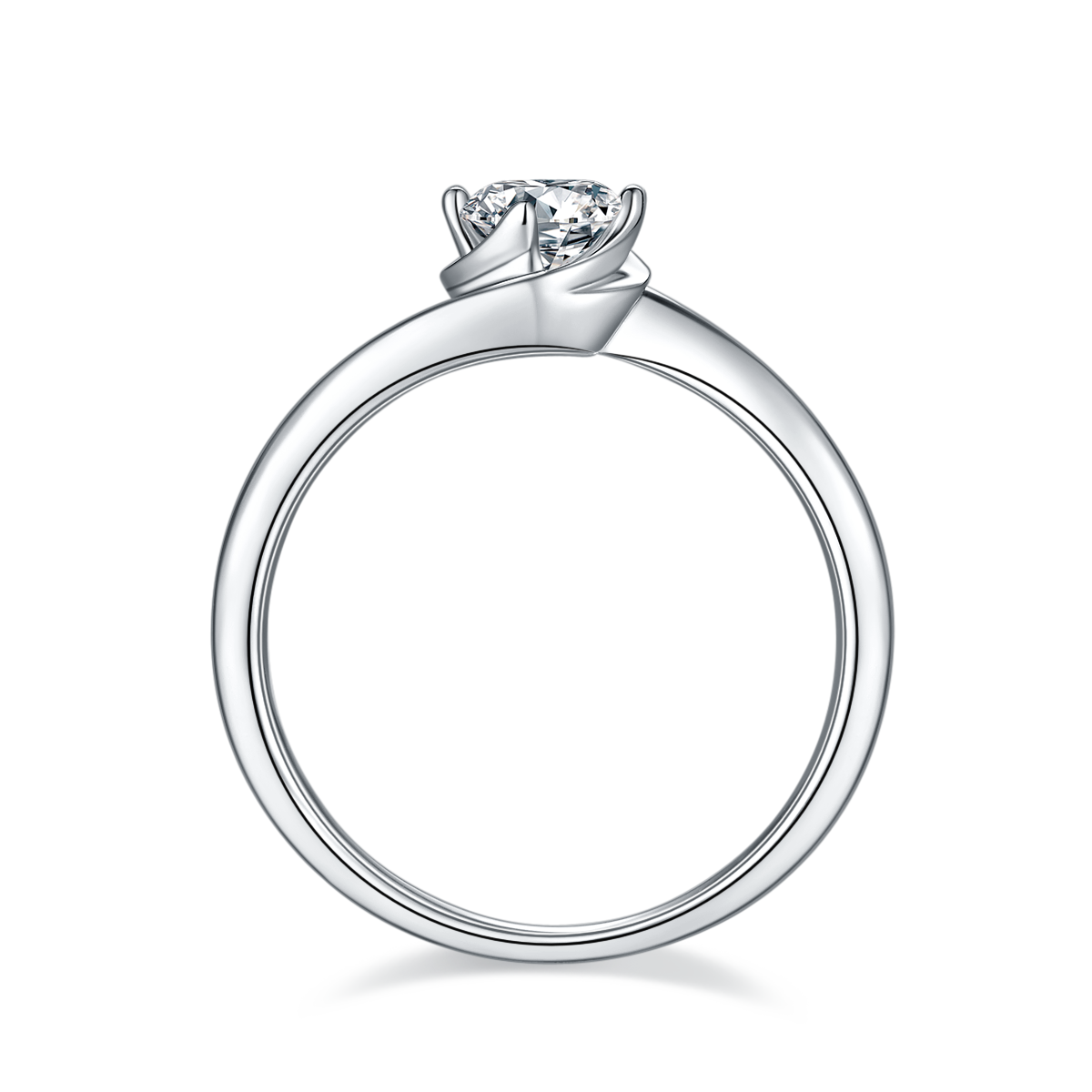 0.5 CT D Color Moissanite Flower Bud Twisted Shank Ring in White Gold Plated Sterling Silver#6