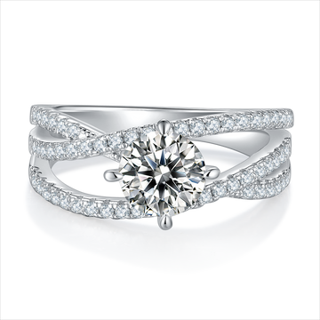 1.0 CT D Color Moissanite Past Present Future Ring in White Gold Plated Sterling Silver#5