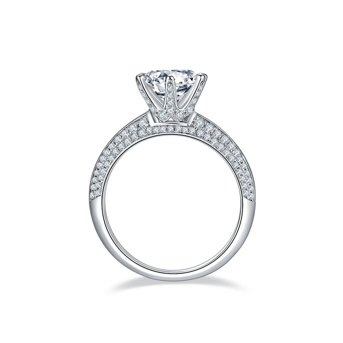 2.0 CT D Color Moissanite Majestic Ring in White Gold Plated Sterling Silver#6
