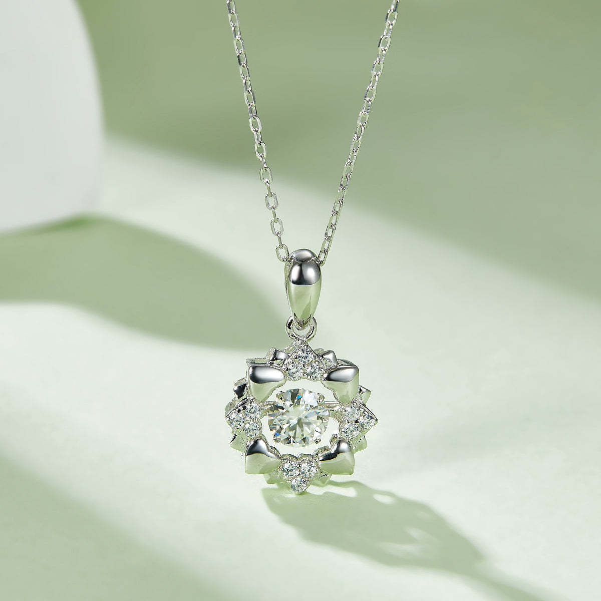 0.5 CT D Color Dancing Joy Moissanite Necklace in White Gold Plated Sterling Silver#3