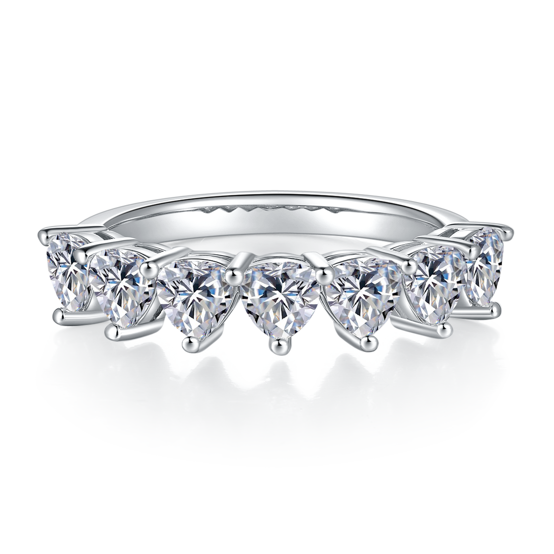 2.1 CT D Color Trillion Cut Moissanite Eternity Band in White Gold Plated Sterling Silver#3