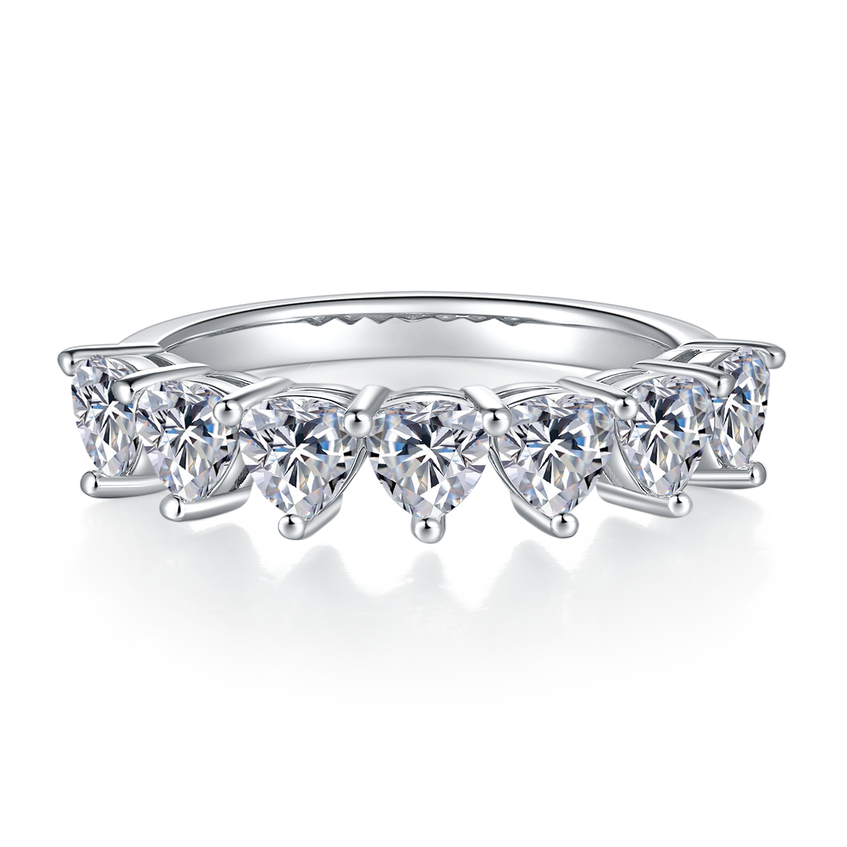 2.1 CT D Color Trillion Cut Moissanite Eternity Band in White Gold Plated Sterling Silver#3