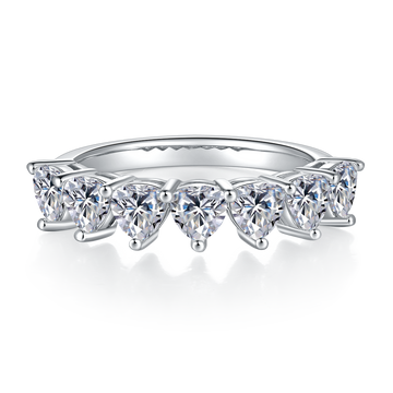 2.1 CT D Color Trillion Cut Moissanite Eternity Band in White Gold Plated Sterling Silver#3