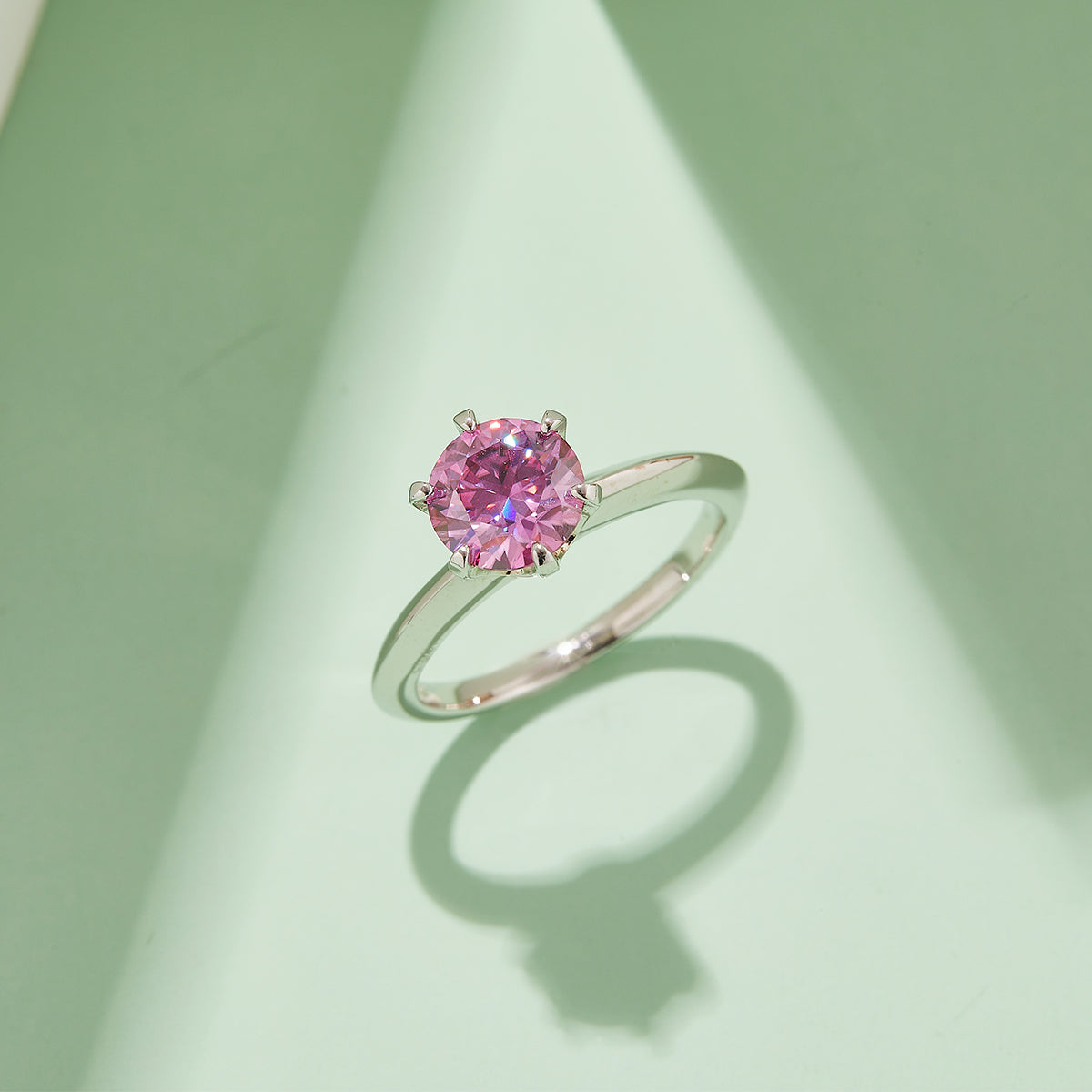 1.5 CT D Color Moissanite 6-Prong Classic Plain Shank Ring in White Gold Plated Sterling Silver#8