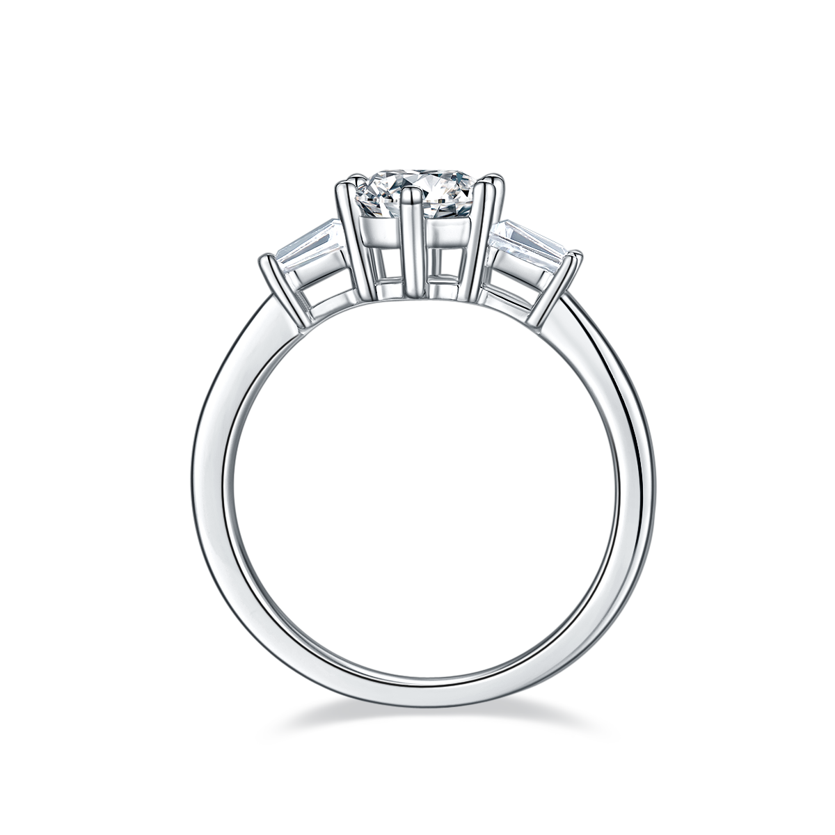 1.0 CT D Color Moissanite Classic Luxury Ring in White Gold Plated Sterling Silver#6