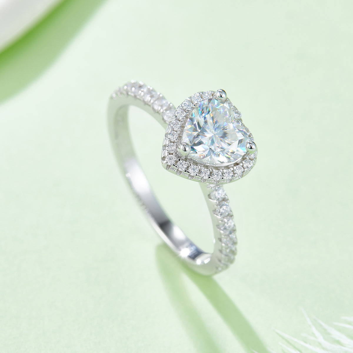 1.0 CT D Color Heart Cut Moissanite Dainty Ring in White Gold Plated Sterling Silver#2