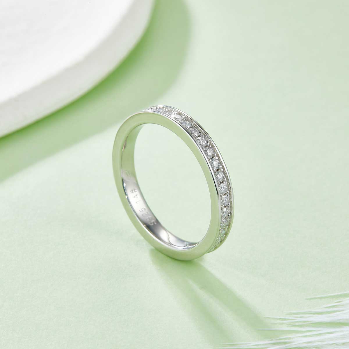 0.6 CT D Color Moissanite Melee Straight Row Full Eternity Ring Guard in White Gold Plated Sterling Silver#4