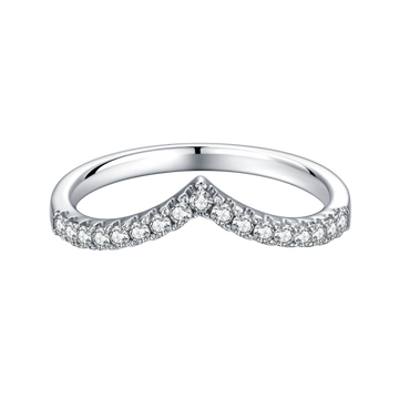 0.33 CT D Color Moissanite Melee V-Shaped Ring Guard in White Gold Plated Sterling Silver#2