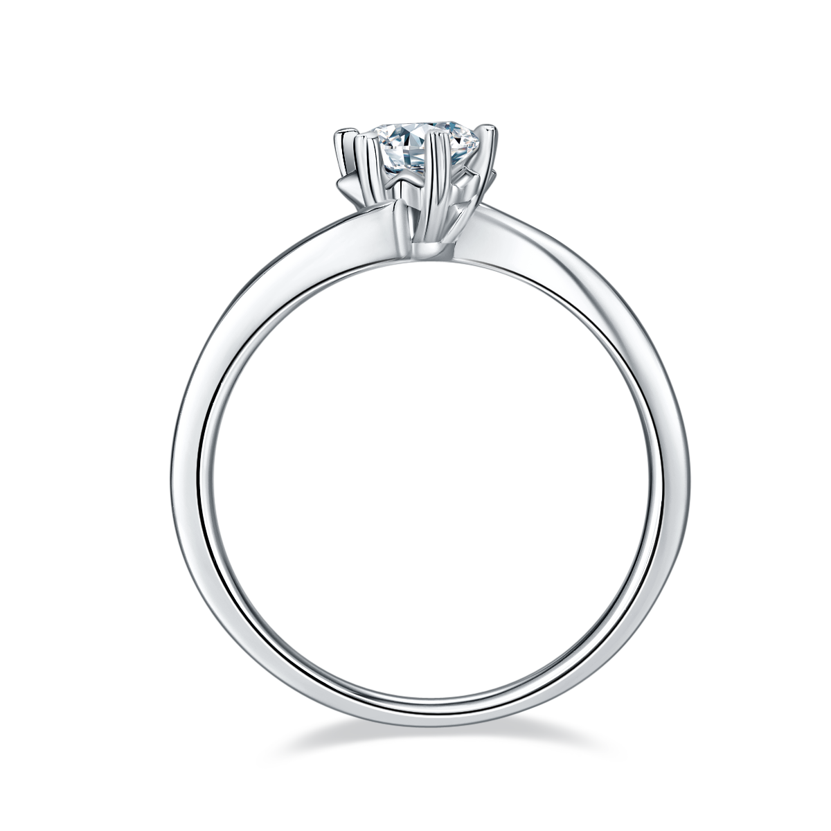 0.5 CT D Color Moissanite Classic Snowflake Twisted Shank Ring in White Gold Plated Sterling Silver#6