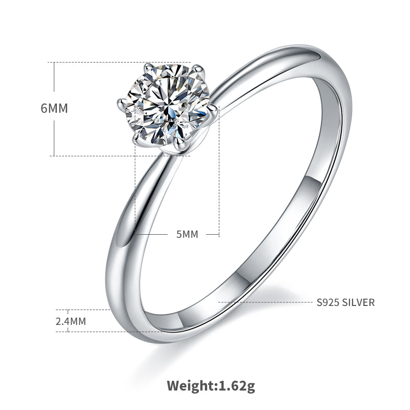 0.5 CT D Color Moissanite Halo Plain Shank Ring in White Gold Plated Sterling Silver#4