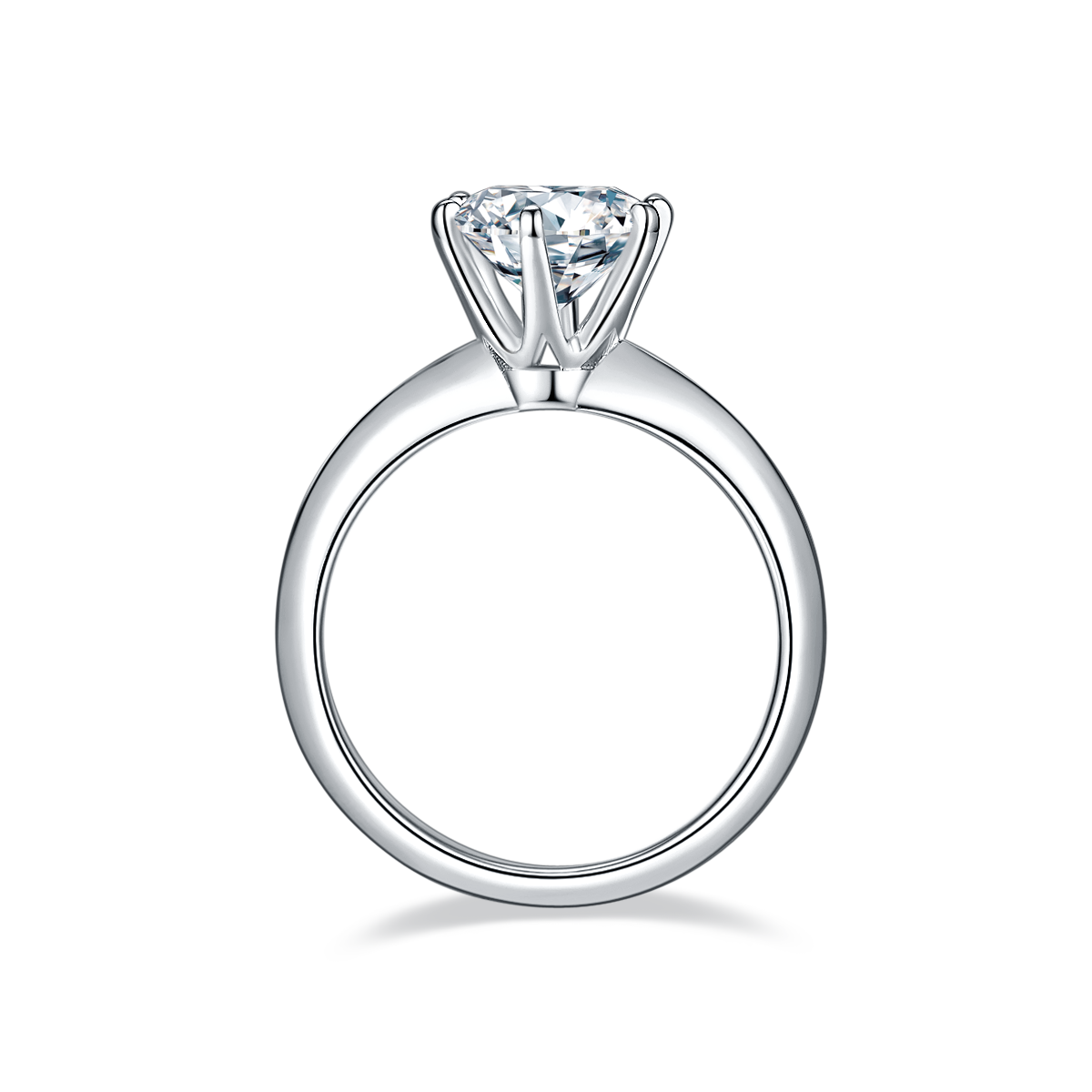 2.0 CT D Color Moissanite 6-Prong Classic Plain Shank Ring in White Gold Plated Sterling Silver#6