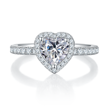 1.0 CT D Color Heart Cut Moissanite Dainty Ring in White Gold Plated Sterling Silver#5