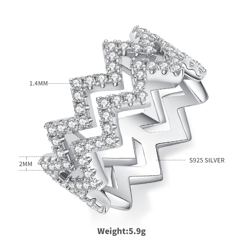 Z-Shaped Moissanite Melee Bridal Ring Set in White Gold Plated Sterling Silver#1