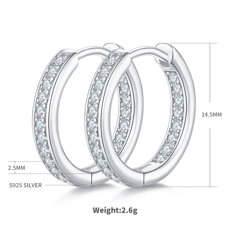 0.32 CT D Color Moissanite Melee Single Row Half Hoop Earrings in Sterling Silver#3