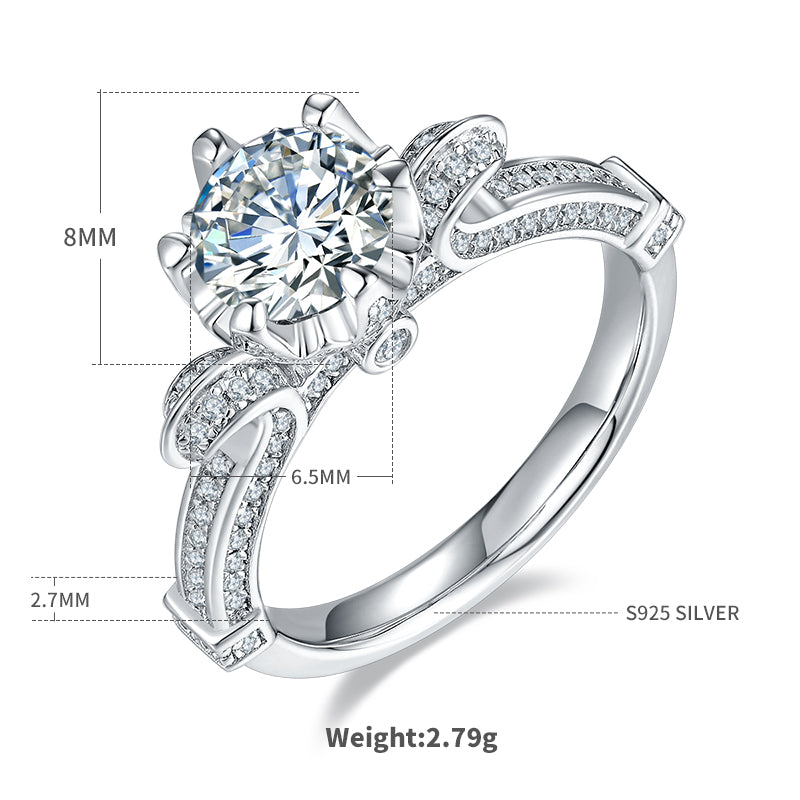 1.0 CT D Color Moissanite Swan Lake Custom Ring in White Gold Plated Sterling Silver#4