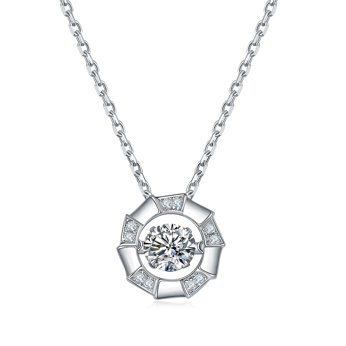 0.5 CT D Color Dancing Medusa Moissanite Necklace in White Gold Plated Sterling Silver#2