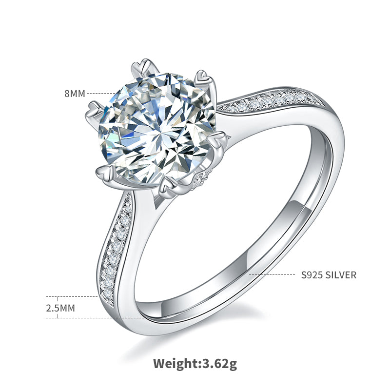 2.0 CT D Color Moissanite Spinning Fortune Custom Ring in White Gold Plated Sterling Silver#4