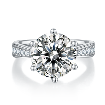 5.0 CT D Color Moissanite Pave Dancing Custom Ring in White Gold Plated Sterling Silver#4