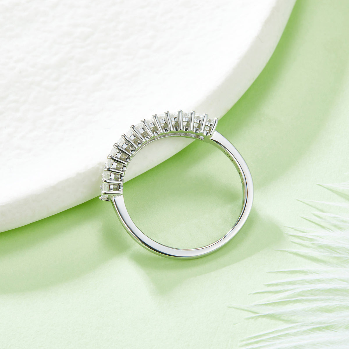 1.0 CT D Color Emerald Cut Moissanite Custom Eternity Band in White Gold Plated Sterling Silver#5