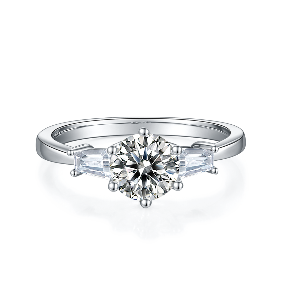 1.0 CT D Color Moissanite Classic Luxury Ring in White Gold Plated Sterling Silver#5