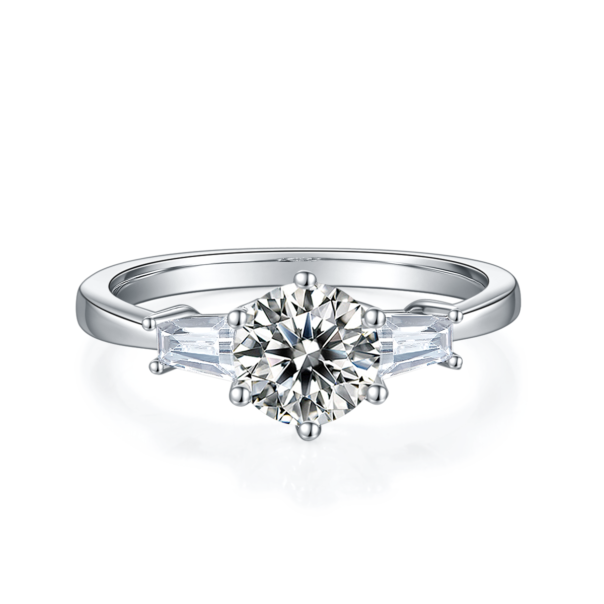 1.0 CT D Color Moissanite Classic Luxury Ring in White Gold Plated Sterling Silver#5