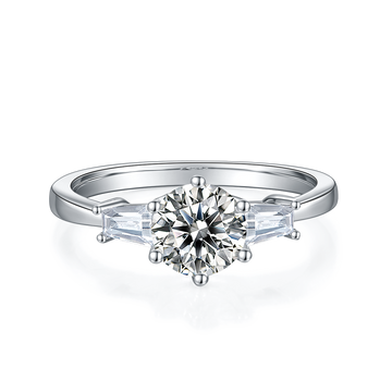 1.0 CT D Color Moissanite Classic Luxury Ring in White Gold Plated Sterling Silver#5