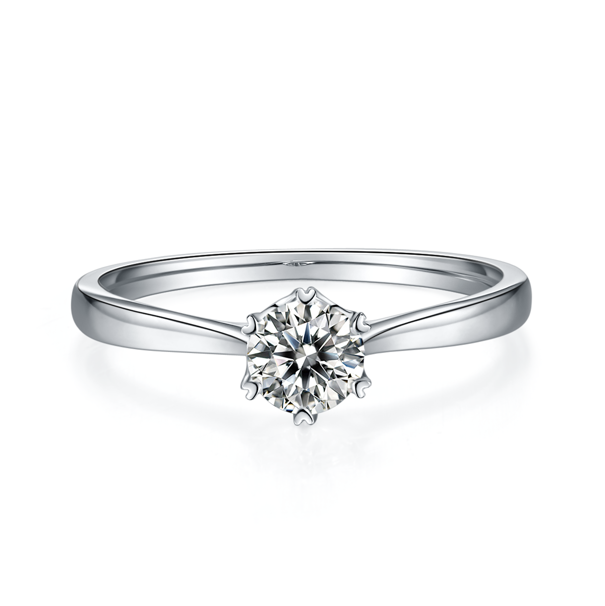 0.5 CT D Color Moissanite 6-Prong Double Layer Straight Shank Ring in White Gold Plated Sterling Silver#5
