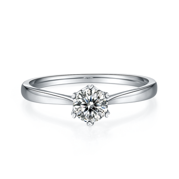 0.5 CT D Color Moissanite 6-Prong Double Layer Straight Shank Ring in White Gold Plated Sterling Silver#5