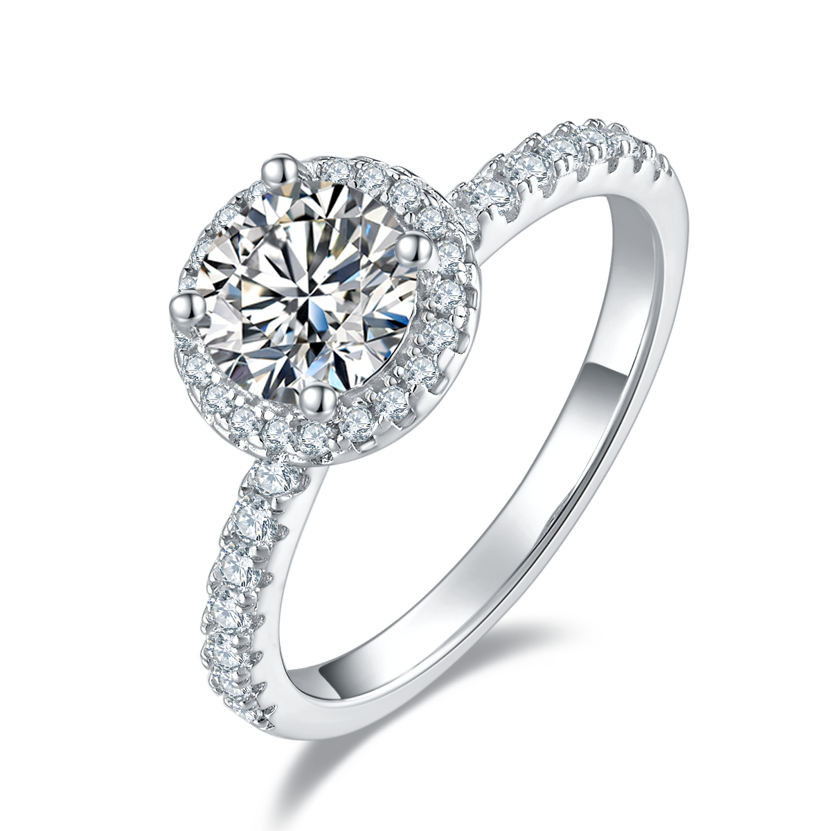 1.0 CT D Color Round Cut Moissanite Dainty Ring in White Gold Plated Sterling Silver#3