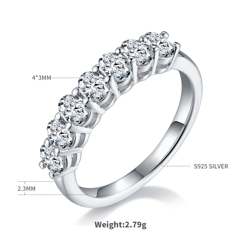 2.1 CT D Color Oval Cut Moissanite Eternity Band in White Gold Plated Sterling Silver#1