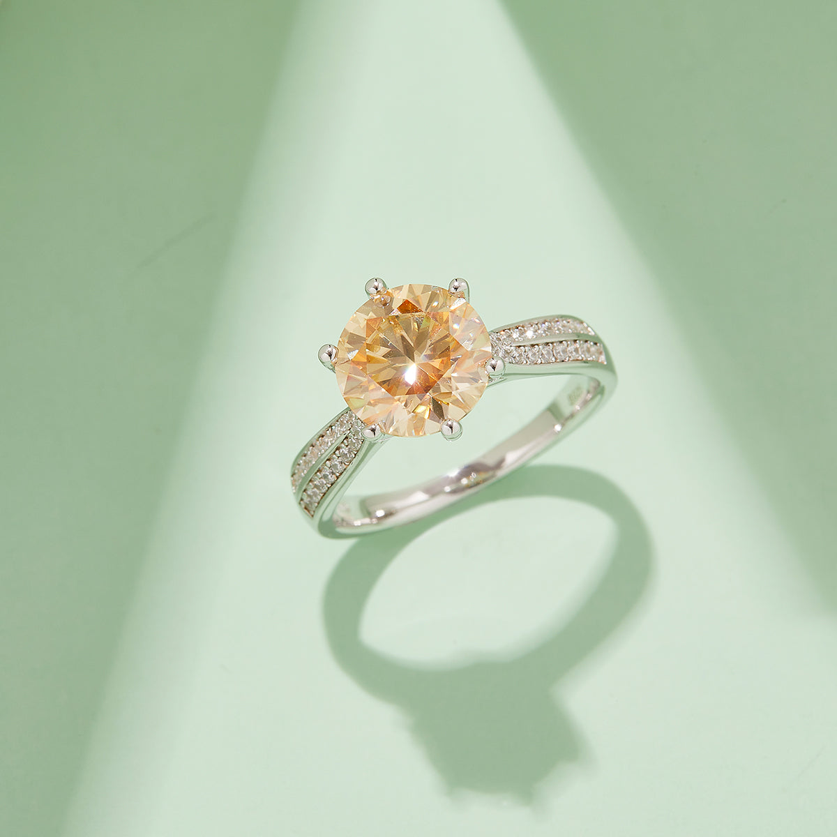 3.0 CT D Color Moissanite Star Queen Custom Ring in White Gold Plated Sterling Silver#9