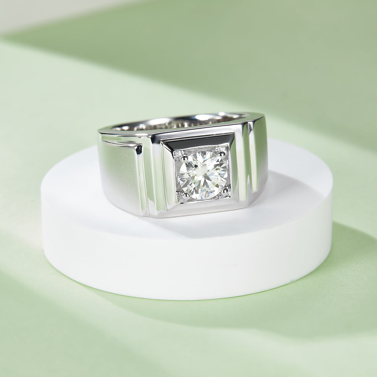 1.0 CT D Color Moissanite Charismatic Men's Band in White Gold Plated Sterling Silver#4