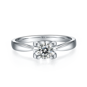 0.5 CT D Color Moissanite Peg Head Double Layer Straight Shank Ring in White Gold Plated Sterling Silver#6