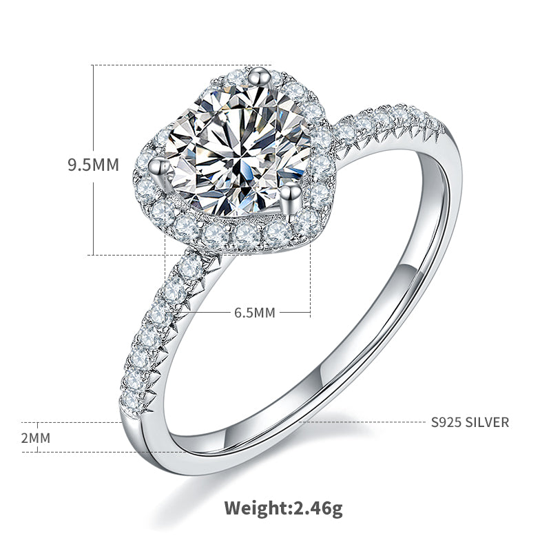 1.0 CT D Color Moissanite Wholehearted Ring in White Gold Plated Sterling Silver#4