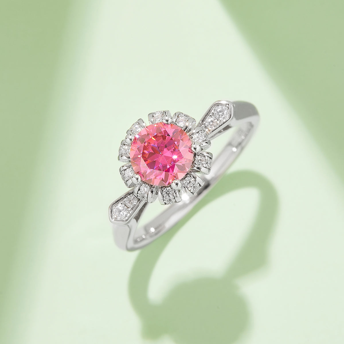 1.0 CT D Color Moissanite Alluring Custom Ring in White Gold Plated Sterling Silver#8