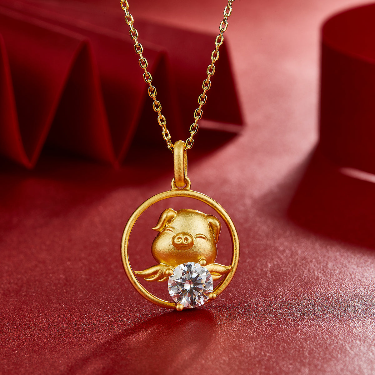 1.0 CT Moissanite Chinese Zodiac Pig Necklace in Sterling Silver#3