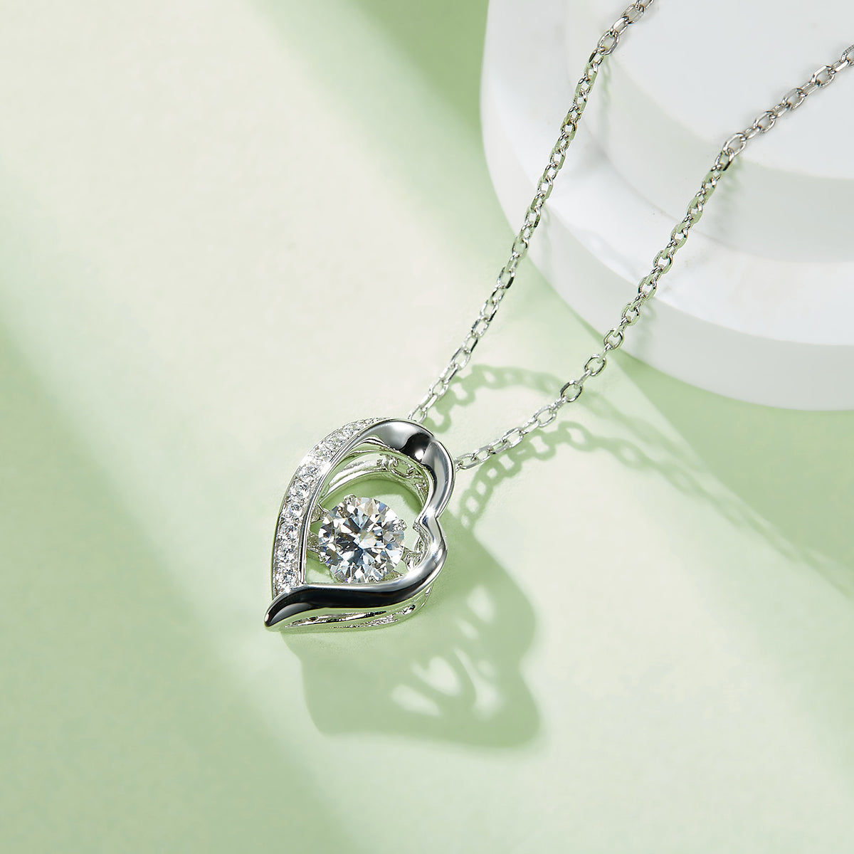 0.5 CT D Color Dancing Romance Moissanite Necklace in White Gold Plated Sterling Silver#5