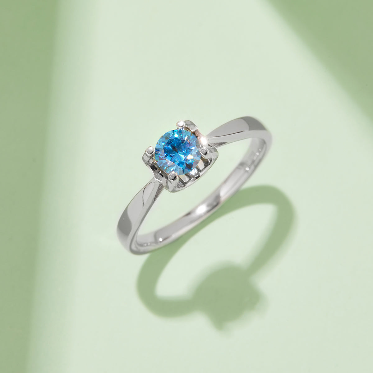 0.5 CT D Color Moissanite Peg Head Double Layer Straight Shank Ring in White Gold Plated Sterling Silver#10
