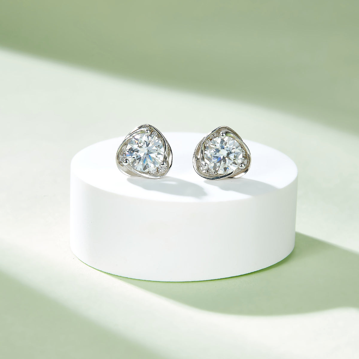 Moissanite Blooming Heart Pendant & Stud Earrings Set in White Gold Plated Sterling Silver#6