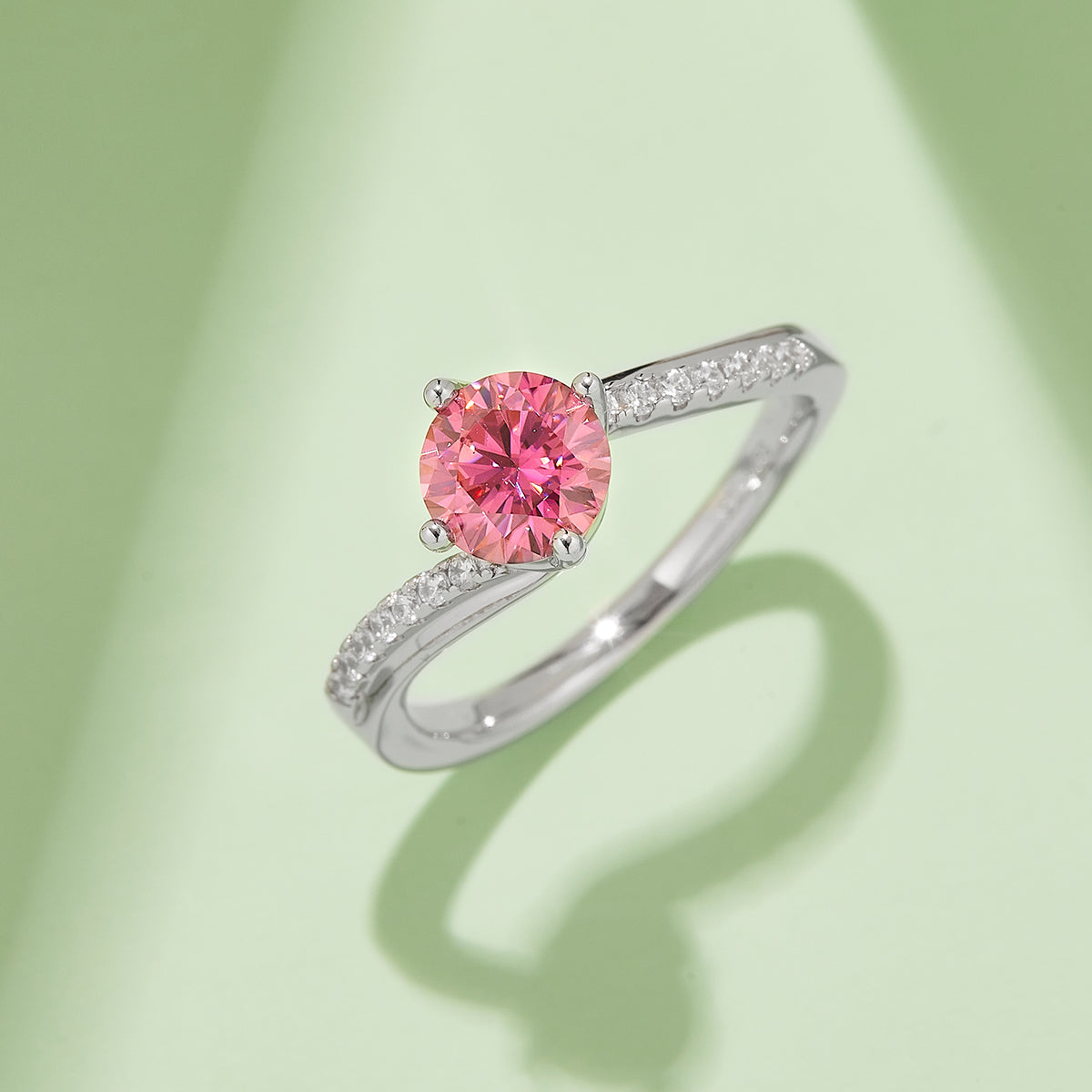 1.0 CT D Color Moissanite Happy Embrace Ring in White Gold Plated Sterling Silver#8